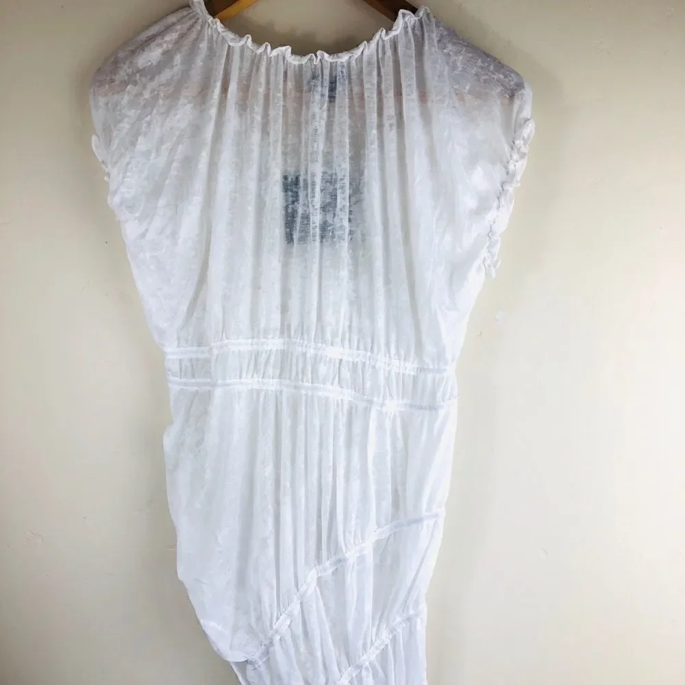 NWT Ryu Sheer White Rosette Off Shoulder Ruched Tunic Top Size M - Picture 7 of 9